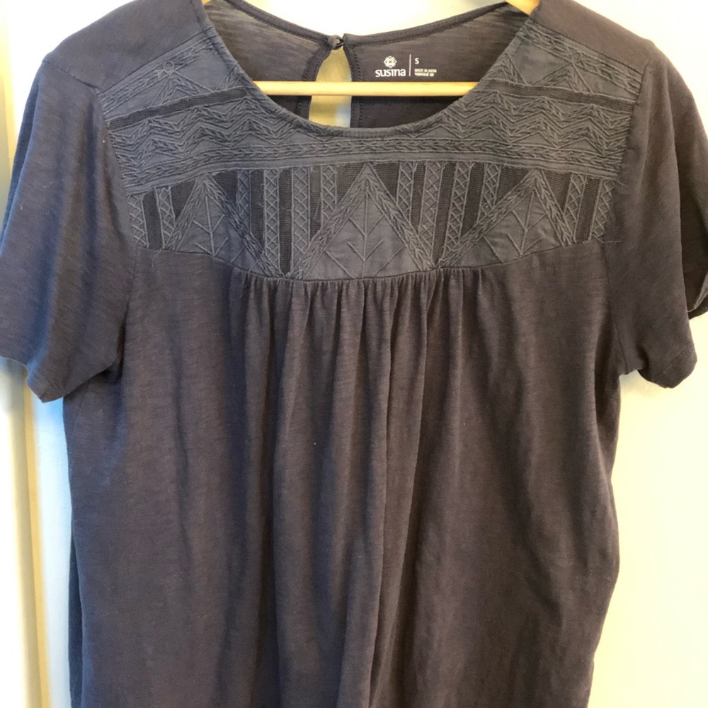 Nordstrom short sleeve top navy blue Small